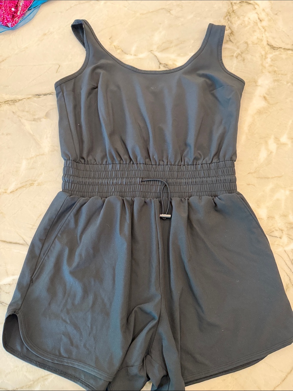 Girls' Black Sleeveless Romper with Elastic Waist